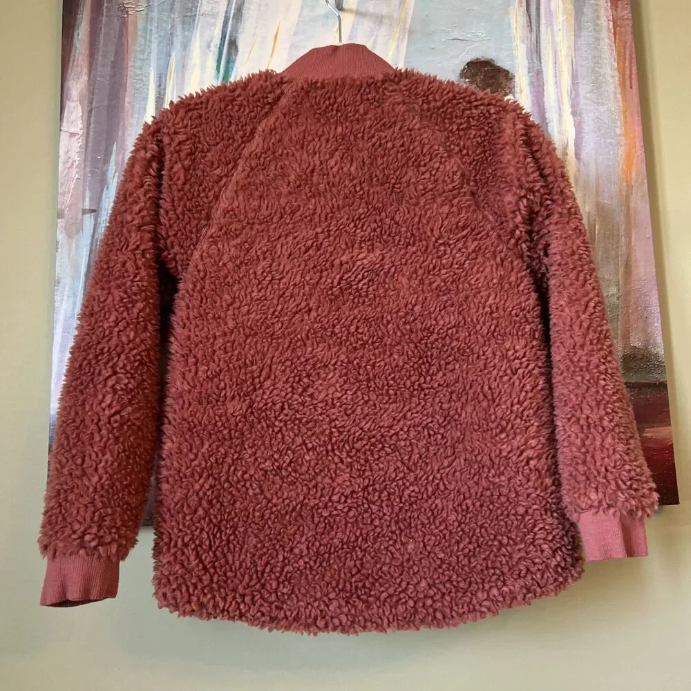 Patagonia L/12 Girls' Retro-X Rose Snap Fleece Bomber Jacket EXCELLENT